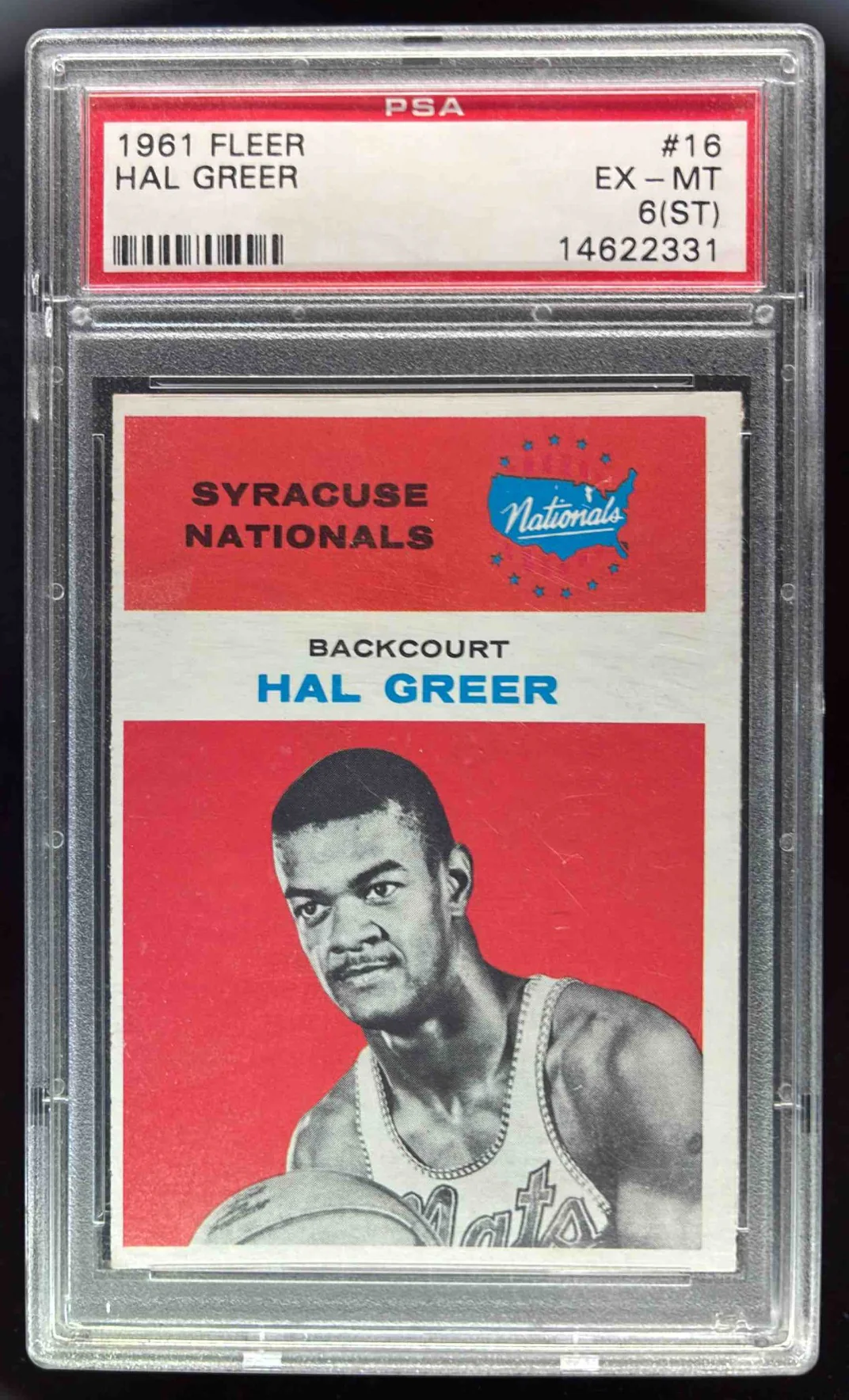 1961-62 Fleer #16 Hal Greer RC PSA 6 (ST)