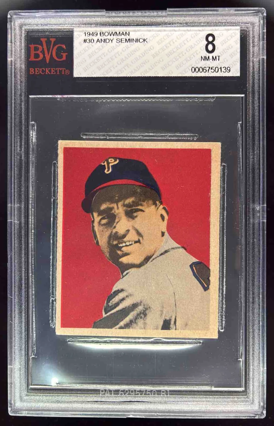 1949 Bowman #30 Andy Seminick RC BGS 8