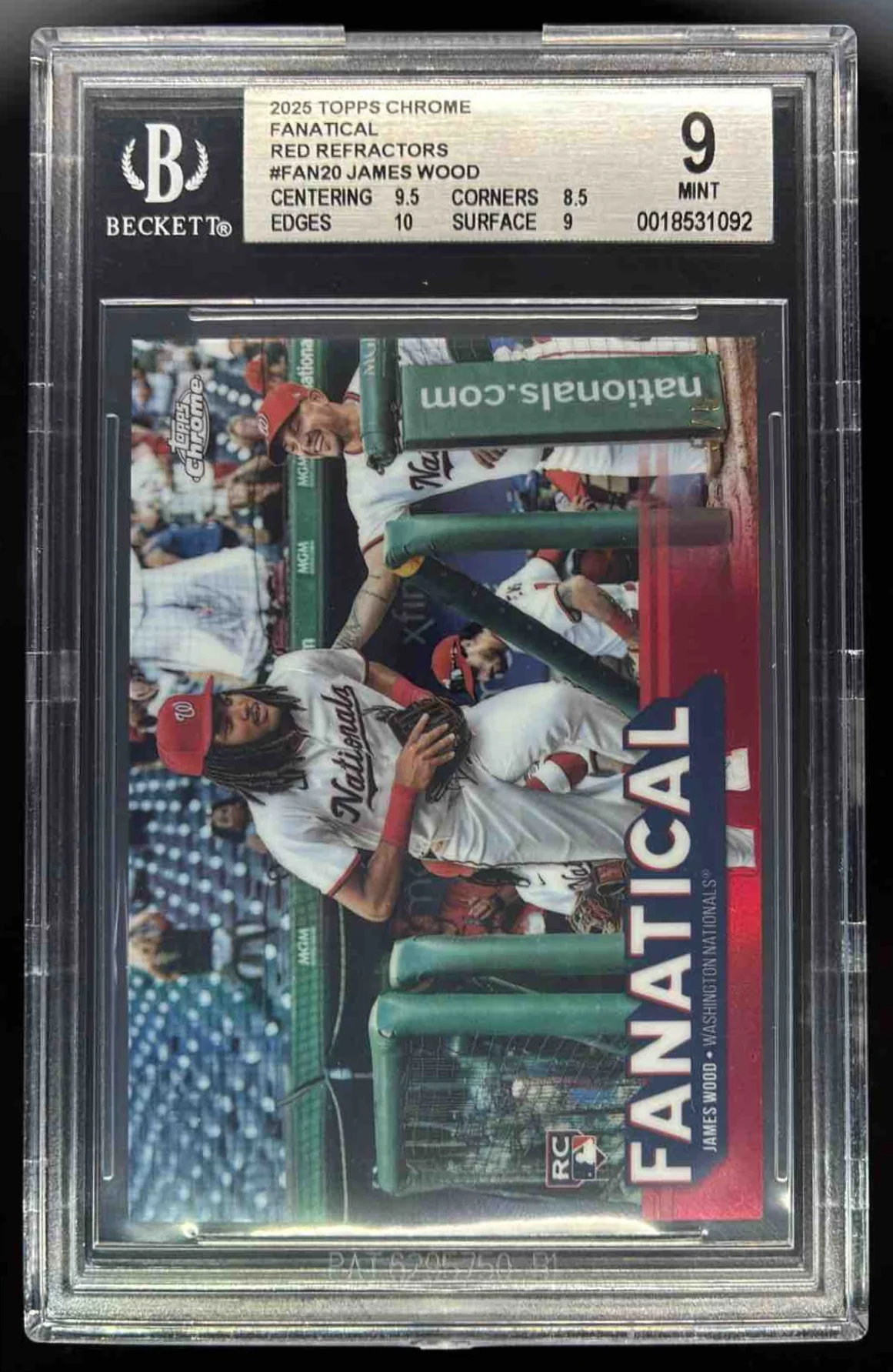 2025 Topps Chrome Fanatical Red Refractor #FAN-20 James Wood /5 BGS 9