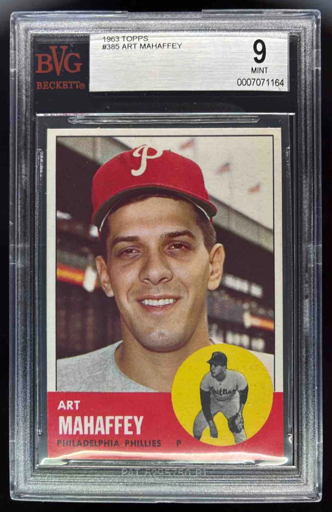1963 Topps #385 Art Mahaffey BGS 9