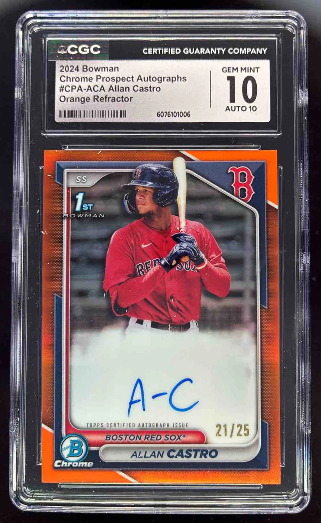 2024 Bowman Chrome Orange Refractor #CPA-ACA Allan Castro RC Auto /25 CGC 10