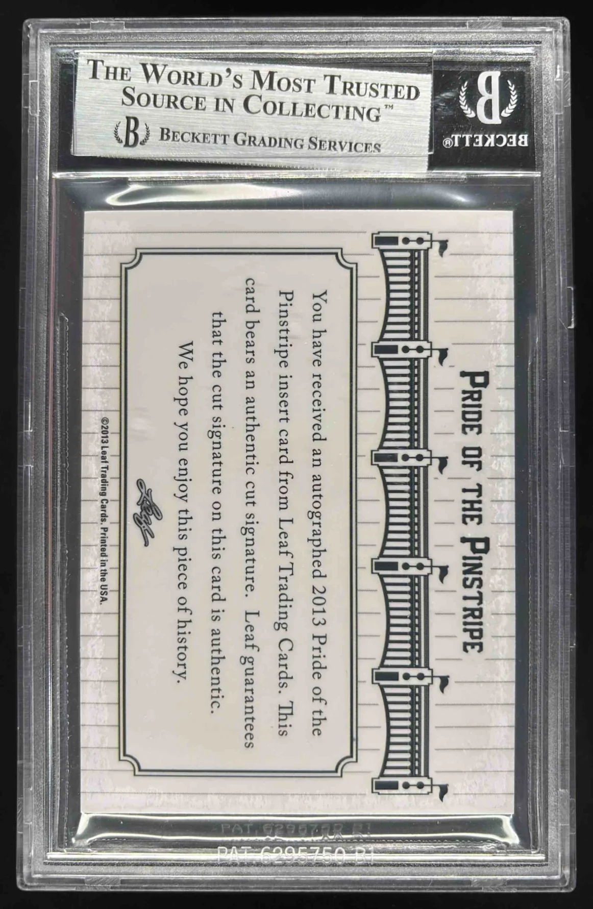 2013 Leaf Cut Signature Pride of the Pinestripe Hank Bauer Auto BGS Authentic - Image 2