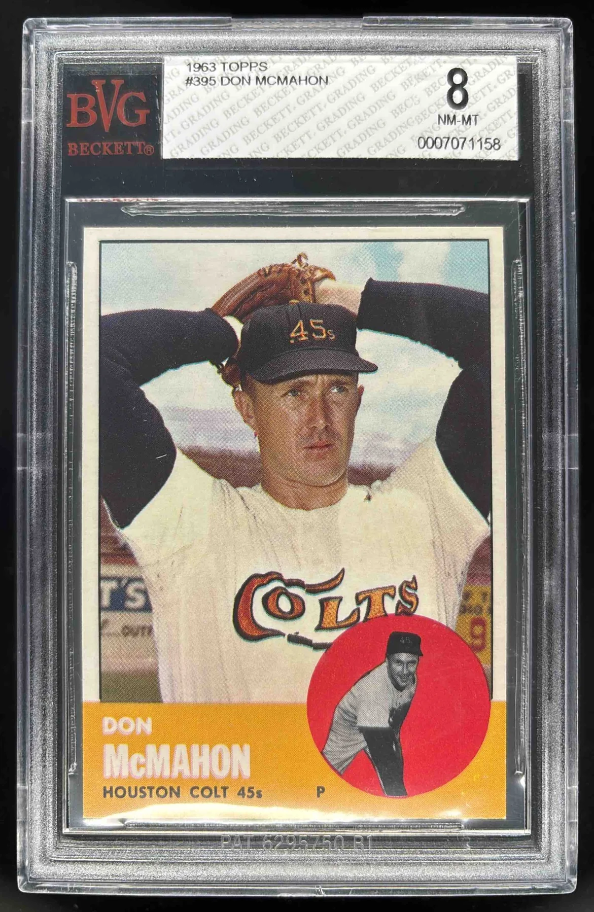 1963 Topps #395 Don McMahon BGS 8