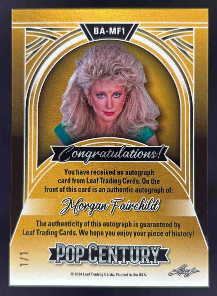 2024 Leaf Metal Pop Century Mojo Crystal Gold #BA-MF1 Morgan Fairchild Auto 1/1 - Image 2