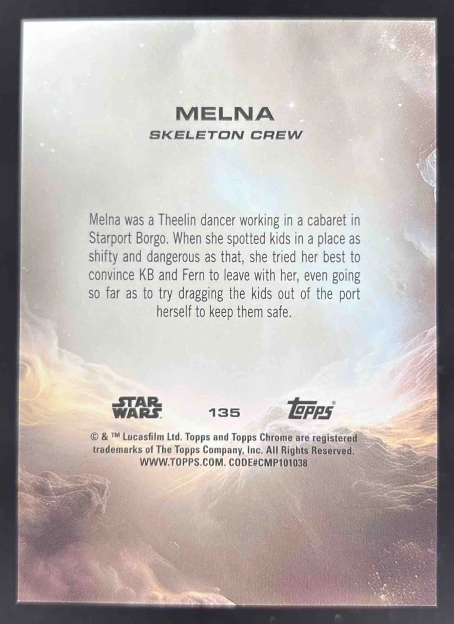 2025 Topps Chrome Star Wars Red Pulsar Refractor #135 Melna /5 - Image 2