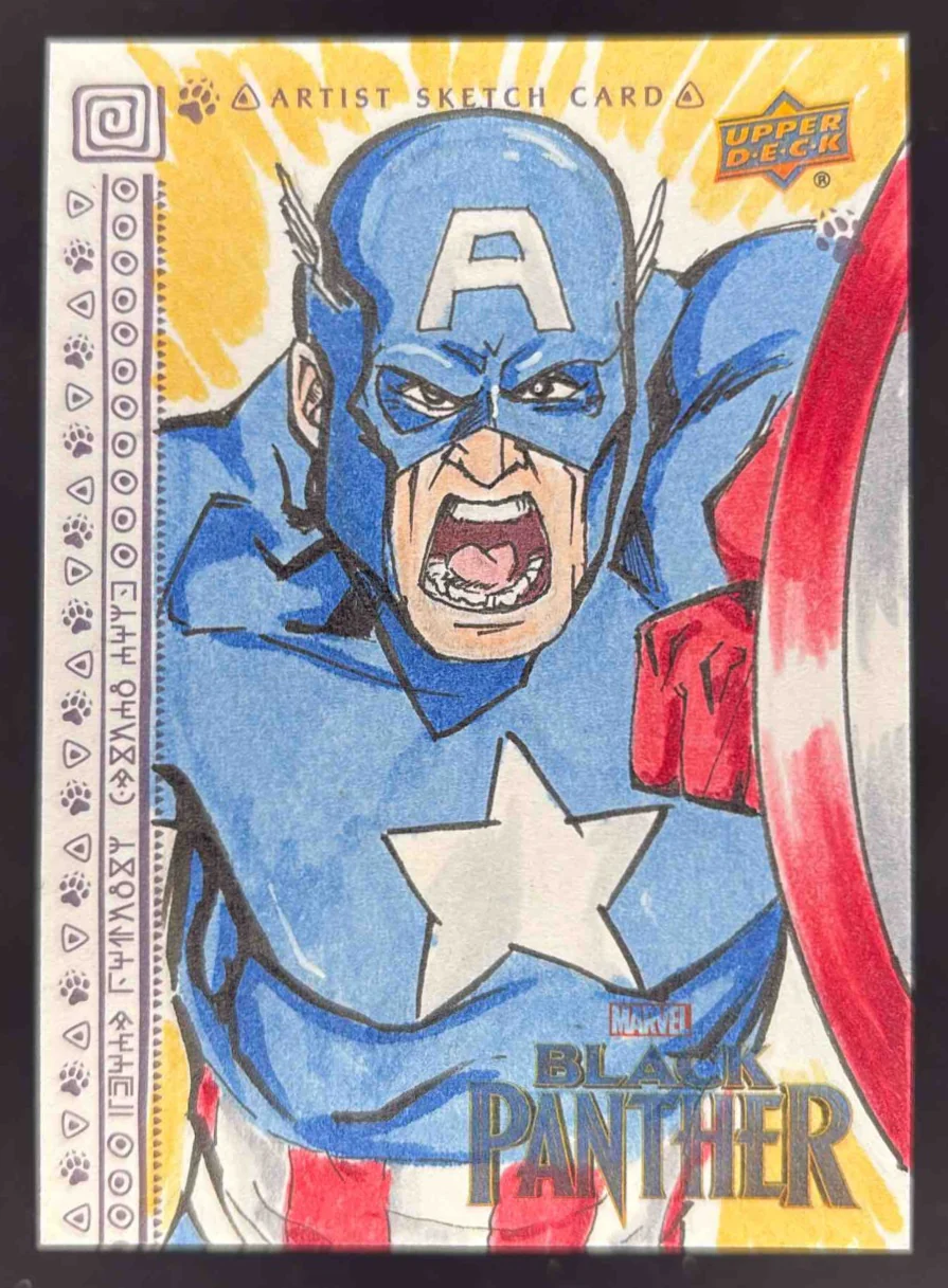 2018 Upper Deck Marvel Black Panther Captain America Sketch Card Cathy Razim 1/1