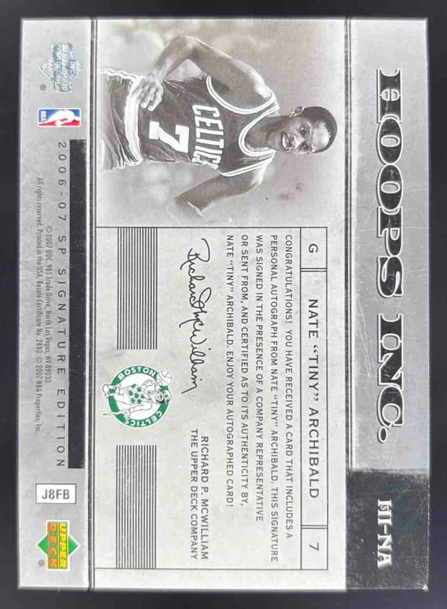 2006-07 SP Signature Edition Hoops Inc. Autographs #HINA Nate Archibald Auto /50 - Image 2