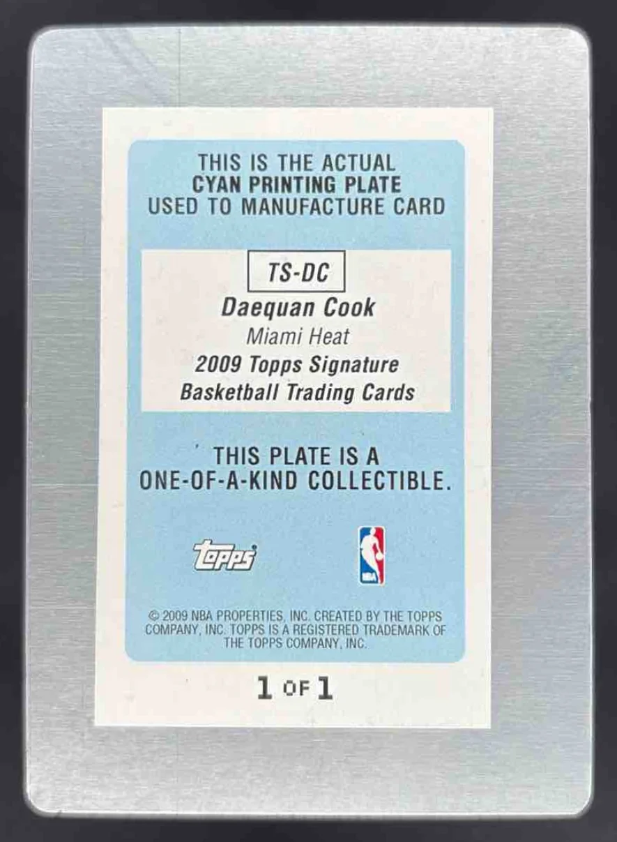 2009 Topps Signature Printing Plate Cyan #TS-DC Daequan Cook 1/1 - Image 2