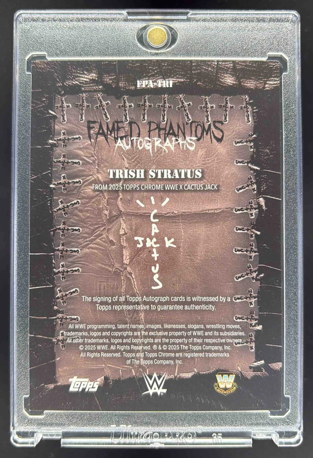 2025 Topps Chrome WWE x Cactus Jack Phantoms Orange Trish Stratus Auto /25 - Image 2