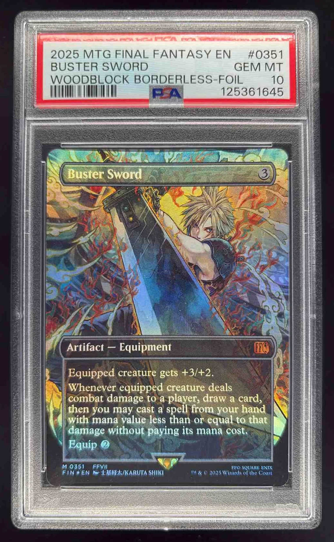 2025 Magic The Gathering Final Fantasy Woodblock Foil Buster Sword PSA 10