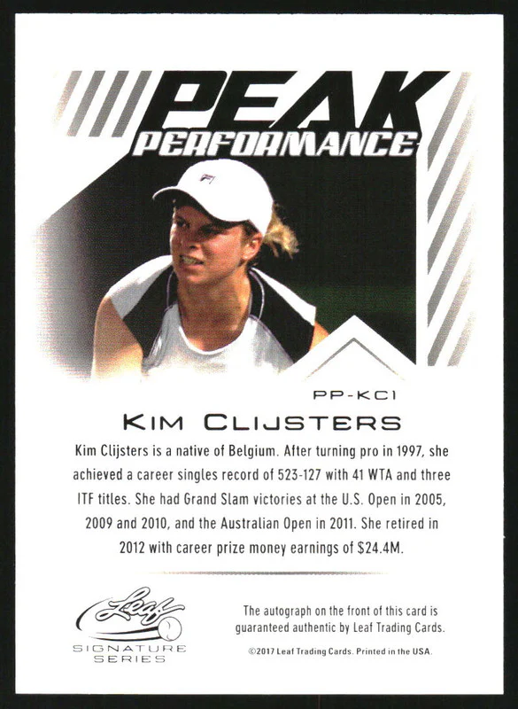 2017 Leaf Signature Series Tennis Peak Performance Auto Green Kim Clijsters /5 - Image 2