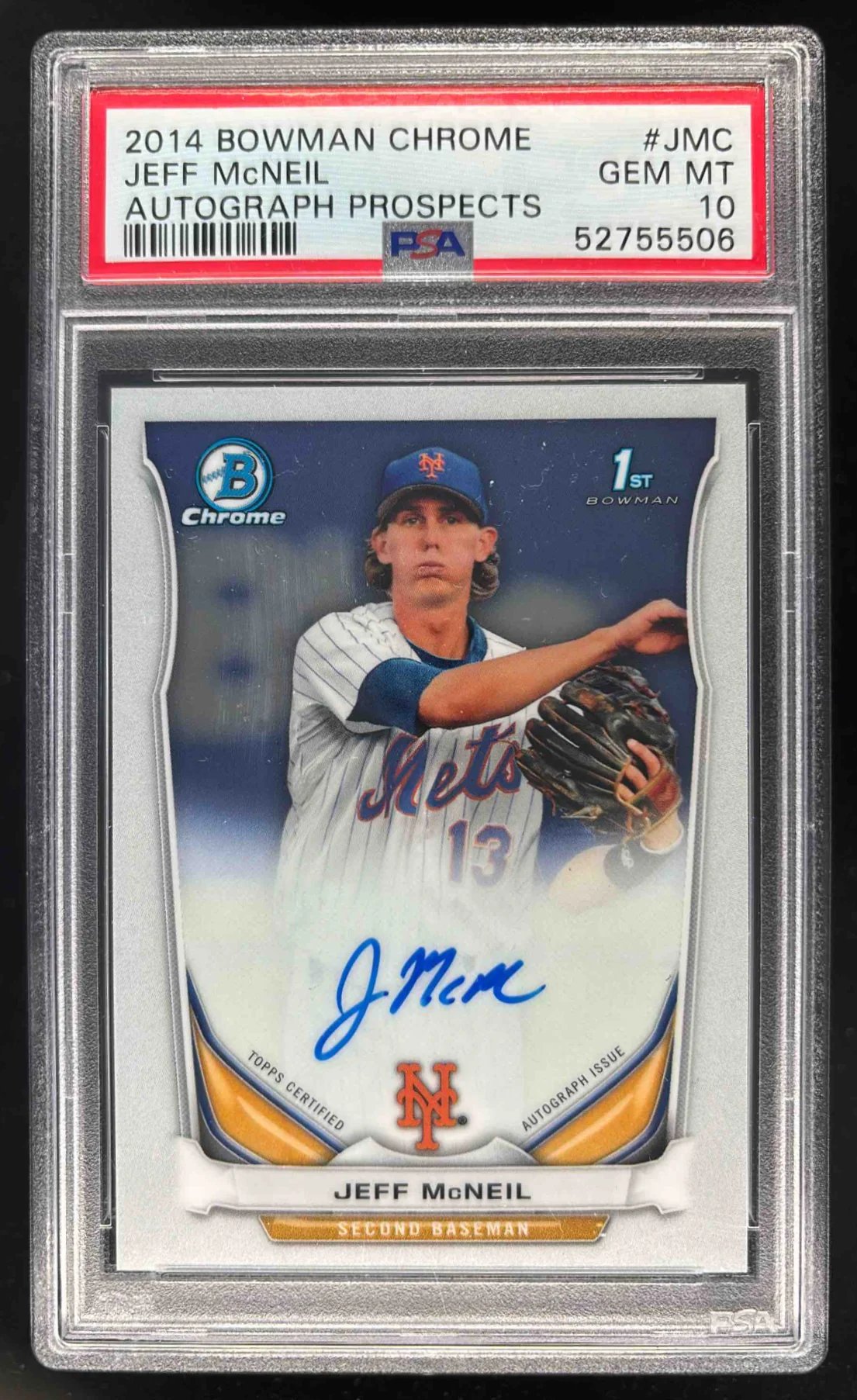 2014 Bowman Chrome Prospect Autographs #BCAP-JMC Jeff McNeil Auto PSA 10