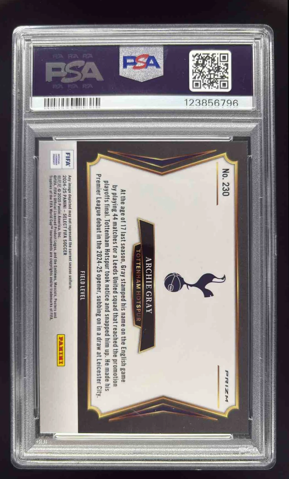 2024-25 Panini Select FIFA Field Honeycomb #230 Archie Gray RC PSA 8 - Image 2