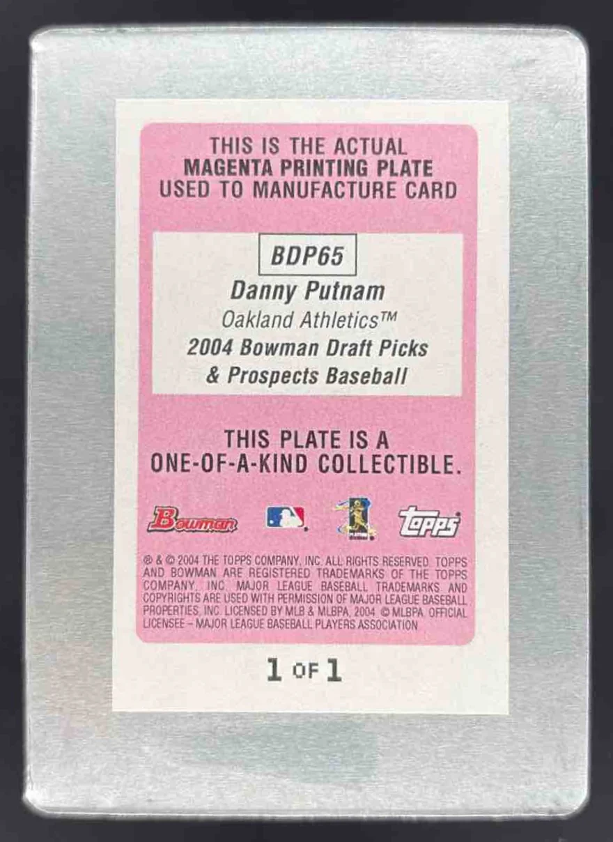 2004 Bowman Draft Picks & Prospects Printing Plates Magenta Danny Putnam RC 1/1 - Image 2