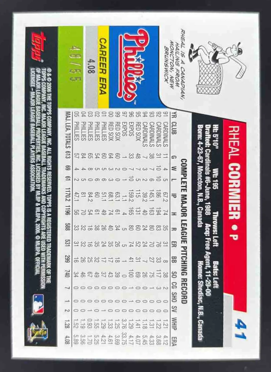2006 Topps Black #41 Rheal Cormier /55 - Image 2