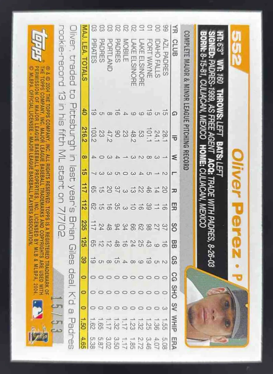 2004 Topps Black #552 Oliver Perez /53 - Image 2