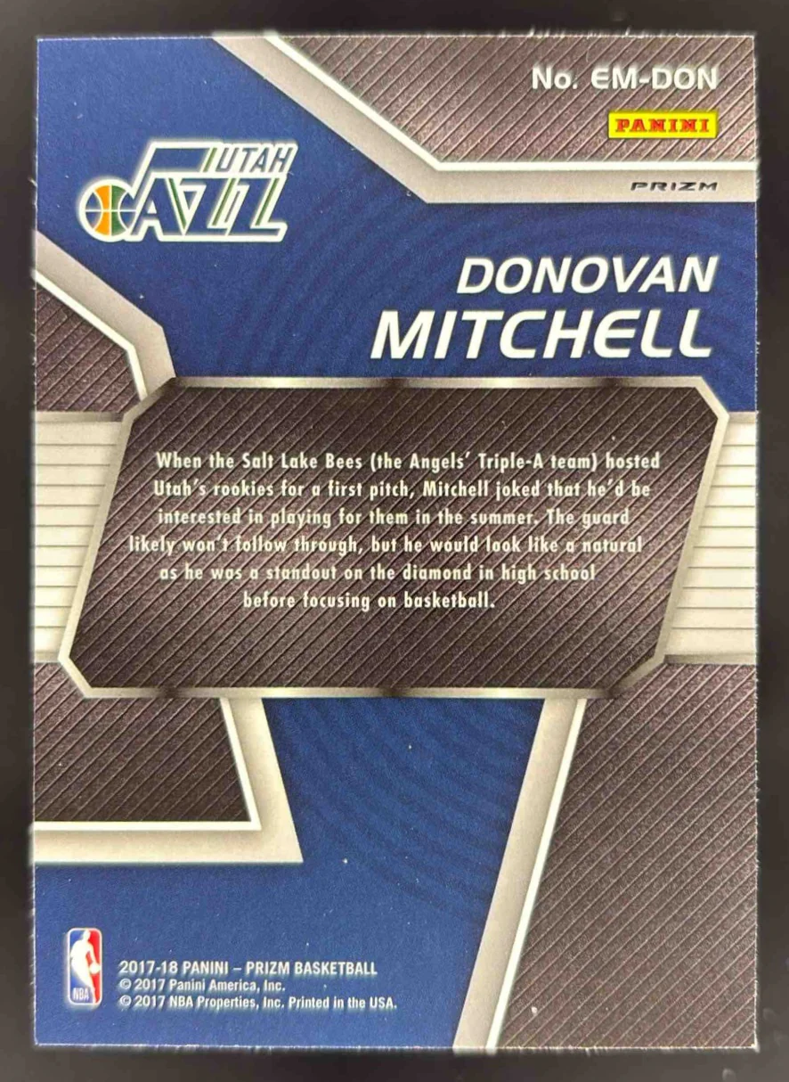 2017-18 Panini Prizm Emergent Prizms Fast Break #EM-DON Donovan Mitchell RC - Image 2