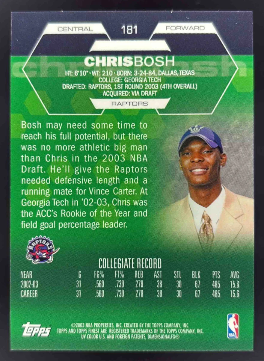 2002-03 Topps Finest #181 Chris Bosh RC - Image 2