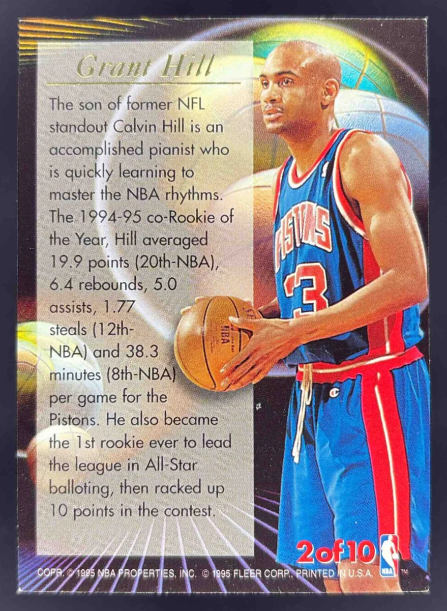 1995-96 Fleer Ultra All Rookie Gold Medallion #2 Grant Hill - Image 2