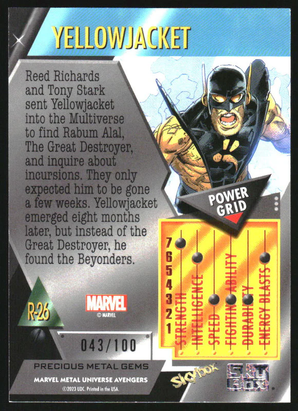 2024 SkyBox Marvel Universe Avengers Retro Precious Gems Red Yellowjacket /100 - Image 2