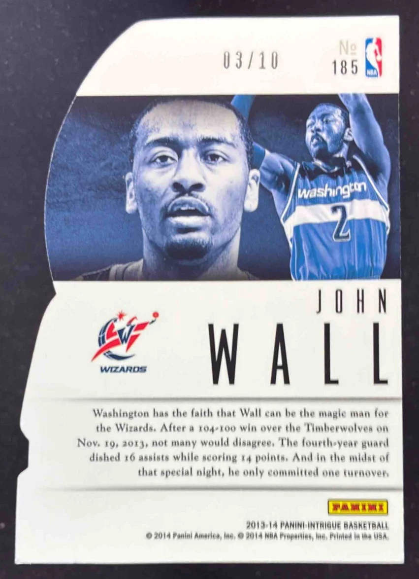 2013-14 Panini Intrigue Intriguing Players Die Cuts Gold #185 John Wall /10 - Image 2