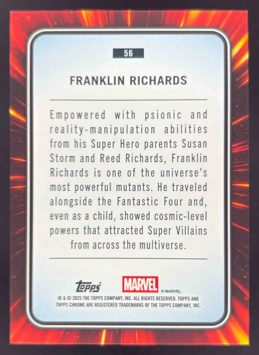 2025 Topps Chrome Marvel Human Torch Refractor #56 Franklin Richards /39 - Image 2