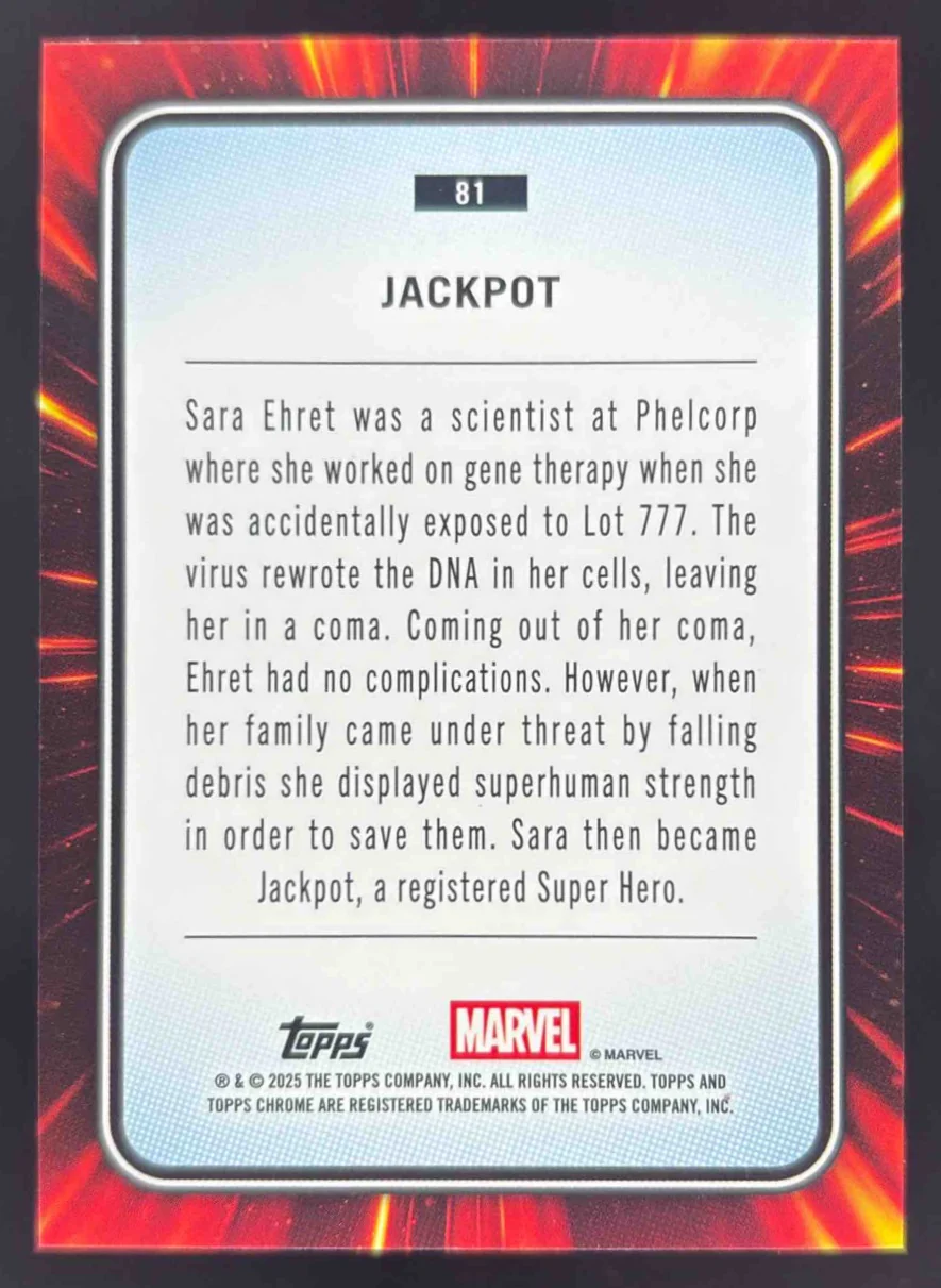 2025 Topps Chrome Marvel Human Torch Refractor #81 Jackpot /39 - Image 2