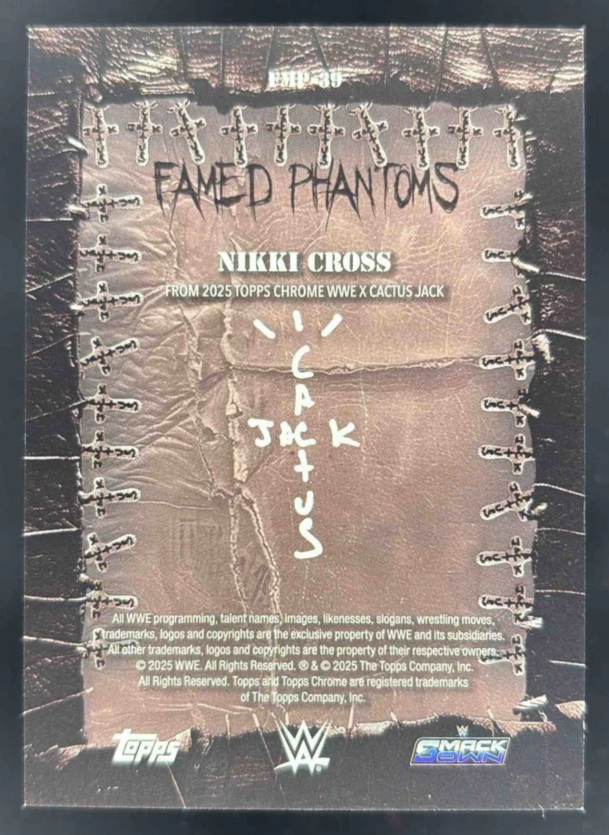 2025 Topps Chrome WWE x Cactus Jack Famed Phantoms Gold Nikki Cross /50 - Image 2