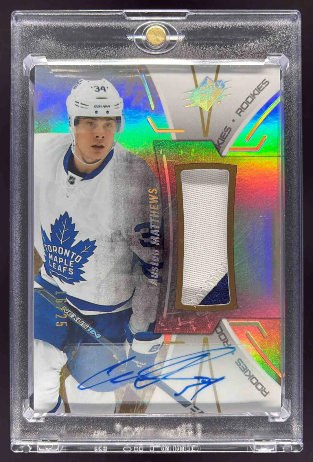 2016-17 SPx Rookies Patch Gold #R-AM Auston Matthews Autograph RC Auto /25