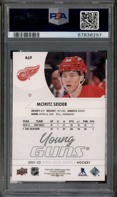 2021 Upper Deck #469 Moritz Seider RC PSA 9 - Image 2