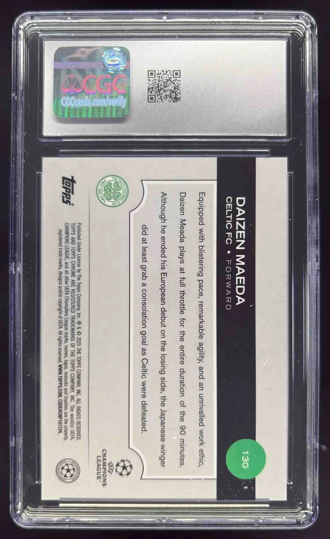 2024-25 Topps Chrome Black Lava Refractor #130 Daizen Maeda /10 CGC 10 - Image 2