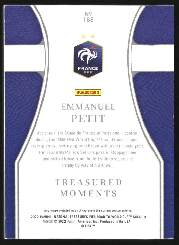 2022 Panini National Treasures Road to the World Cup Ruby Emmanuel Petit /11 - Image 2