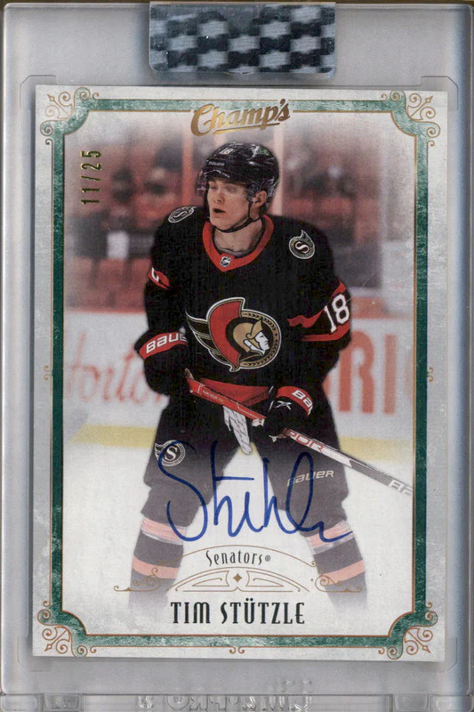 2021-22 Upper Deck Clear Cut Champs Autographs Green #CTS Tim Stutzle Auto /25