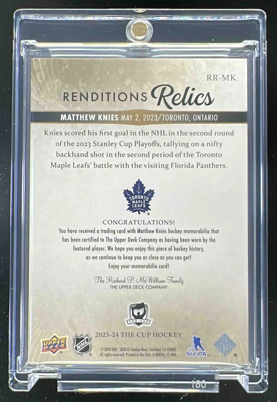2023-24 The Cup Renditions Relics Patch #RR-MK Matthew Knies /10 - Image 2