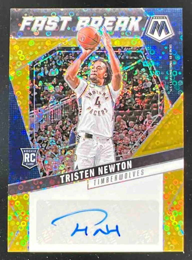 2024-25 Panini Mosaic Rookie Autographs Fast Break Gold Tristen Newton Auto /10