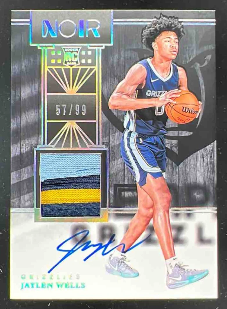 2024 Panini Noir Rookie Patch Autographs Color #357 Jaylen Wells Auto /99
