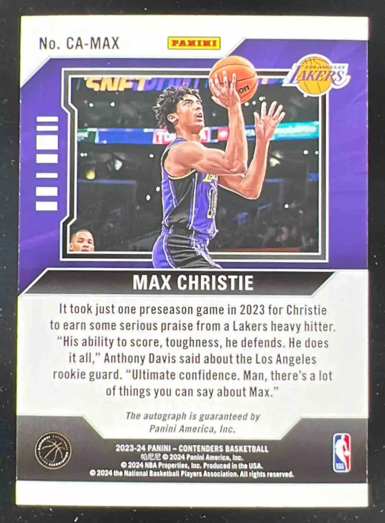 2023-24 Contenders Contenders Autographs Gold #CA-MAX Max Christie Auto /10 - Image 2