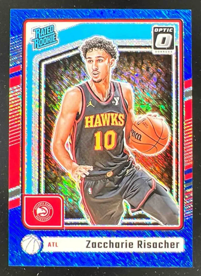 2024-25 Donruss Optic Rated Rookie Blue Shimmer #268 Zaccharie Risacher RC /75