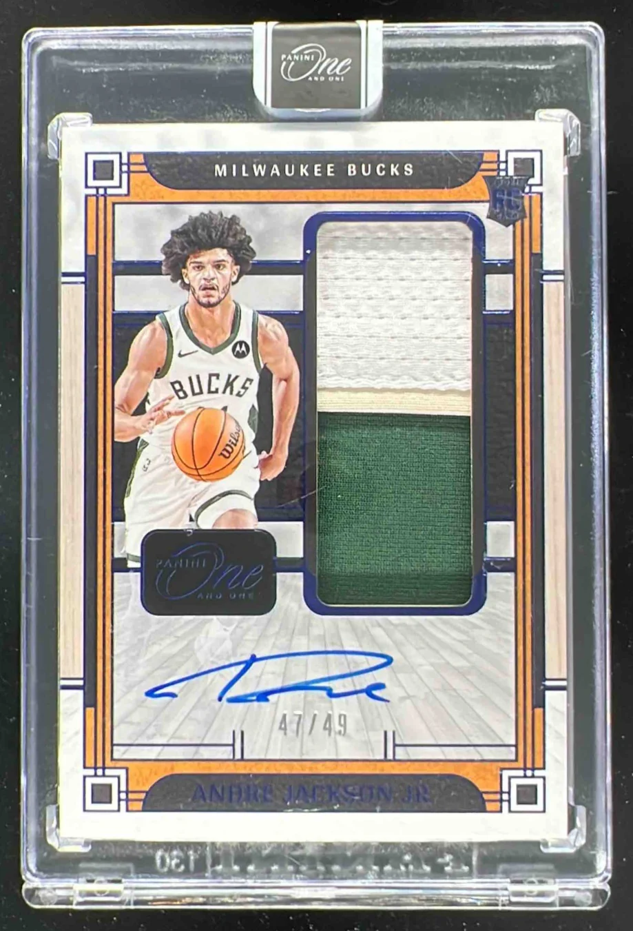 2023-24 Panini One Rookie Jumbo Jersey Blue Andre Jackson Jr Auto /49