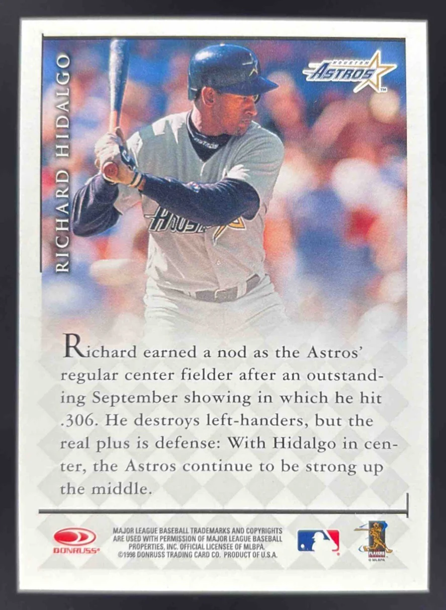1998 Donruss Signature Series Previews #NNO Richard Hidalgo Autograph Auto - Image 2