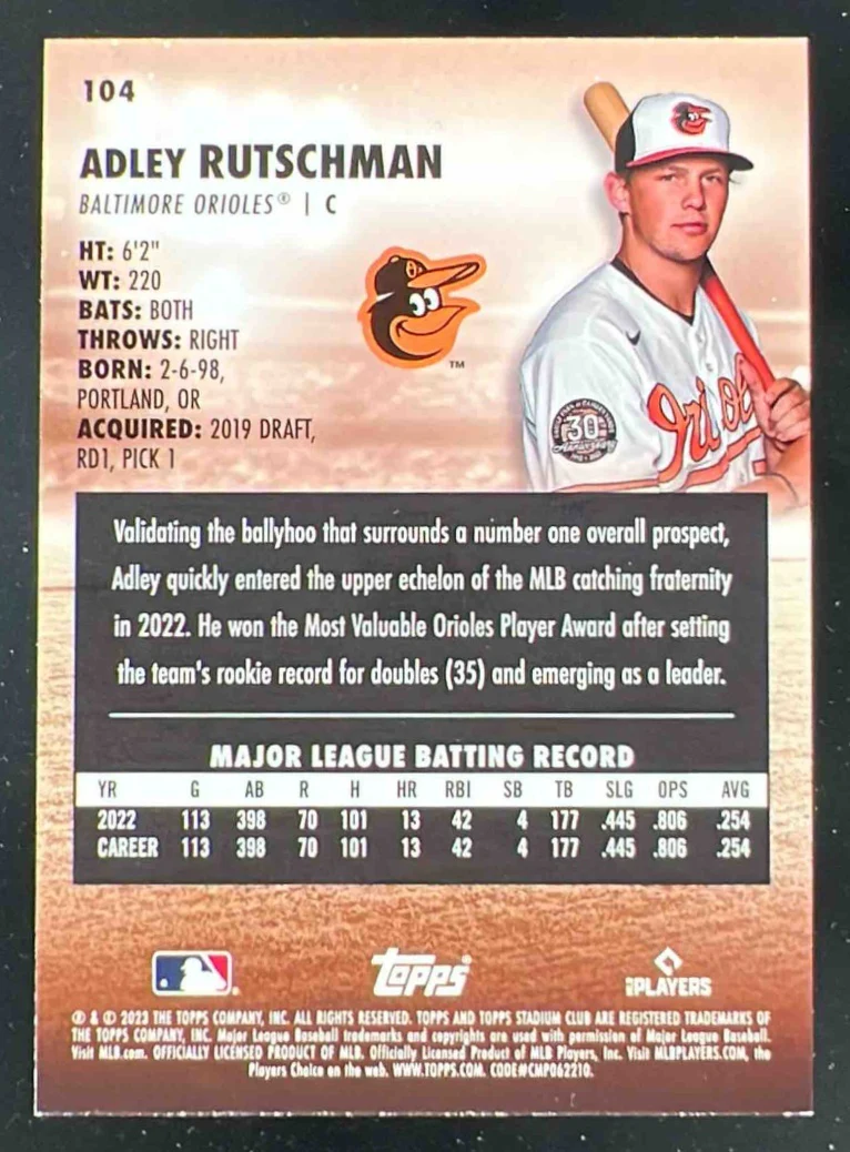 2023 Topps Stadium Club #104b Adley Rutschman RC - Image 2