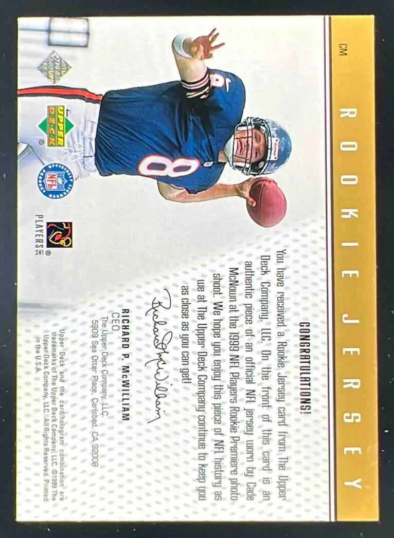 1999 Upper Deck Game Jerseys #CM Cade McNown RC - Image 2