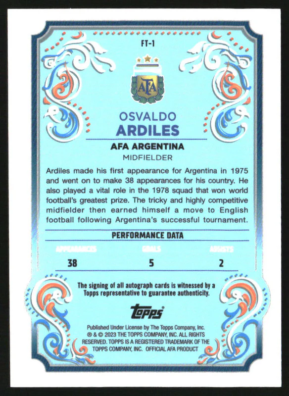 2023 Topps Argentina Fileteado Fileteado Autograph Osvaldo Ardiles Auto - Image 2
