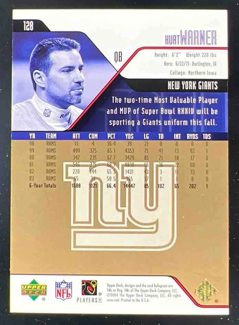 2004 Upper Deck UD Exclusives #128 Kurt Warner /50 - Image 2