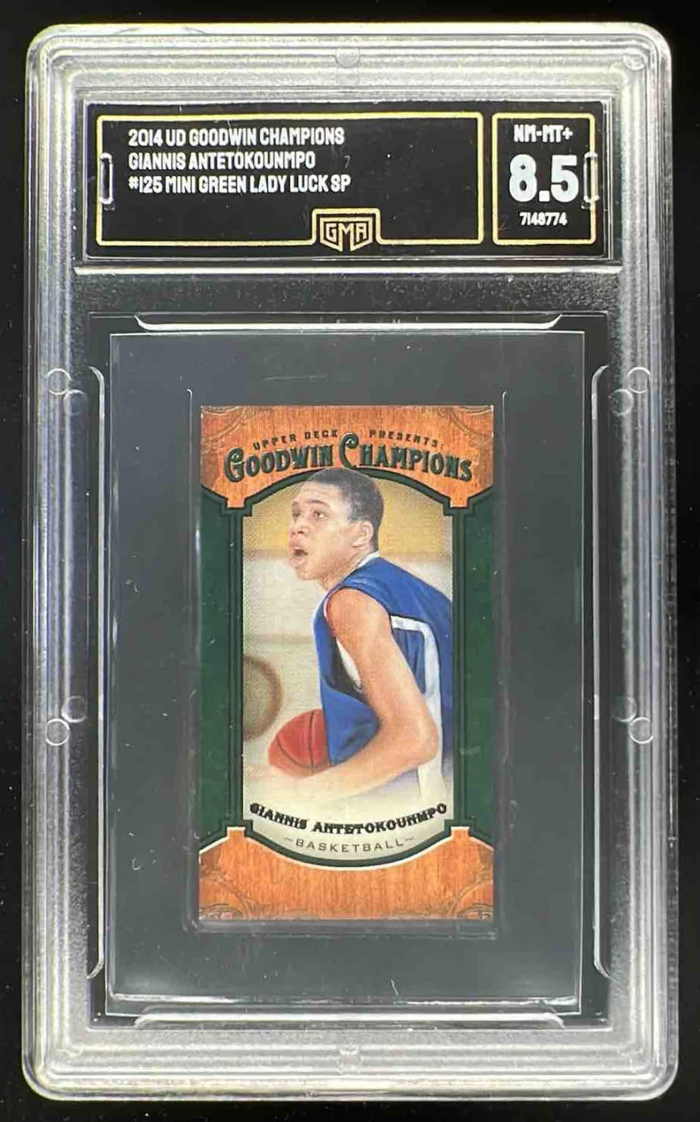 2014 Goodwin Champions Mini Green Lady Luck Back Giannis Antetokounmpo GMA 8.5