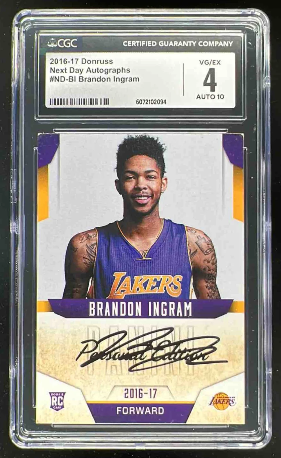 2016-17 Panini Donruss Next Day Autographs #ND-BI Brandon Ingram RC Auto CGC 4