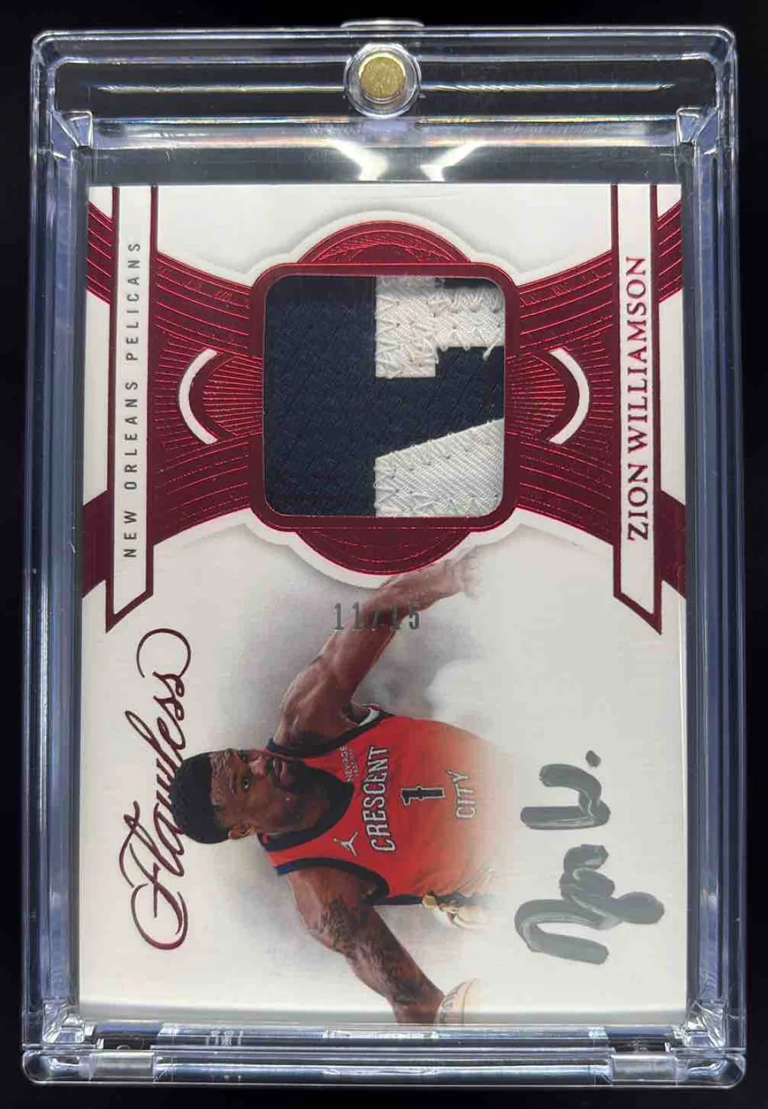 2024-25 Panini Flawless Flawless Patch Ruby #20 Zion Williamson Auto /15