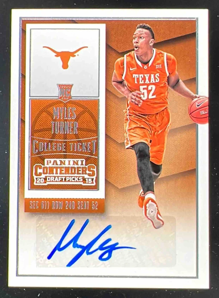 2015-16 Panini Contenders Draft Picks #131a Myles Turner RC Auto