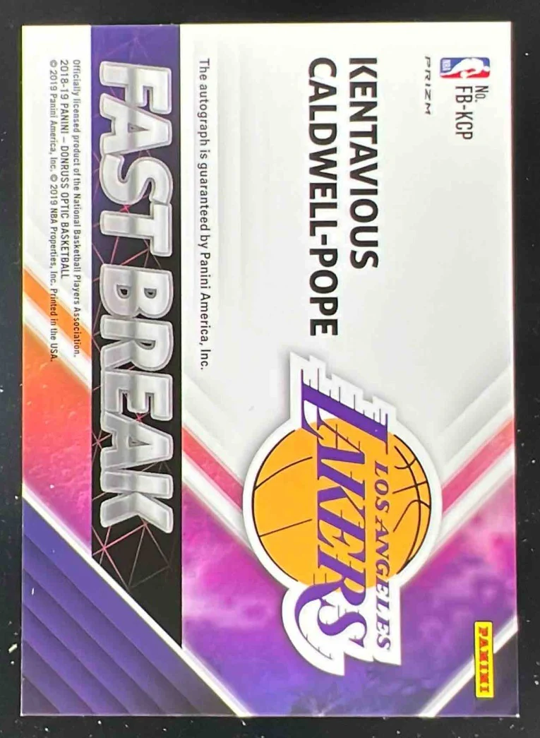 2018-19 Donruss Optic Fast Break Signatures #FBKCP Kentavious Caldwell-Pope Auto - Image 2