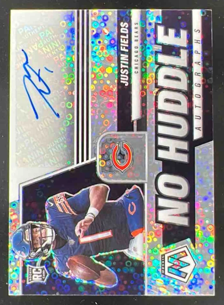 2021 Panini Mosaic Autographs No Huddle #ANH-JF Justin Fields RC Auto